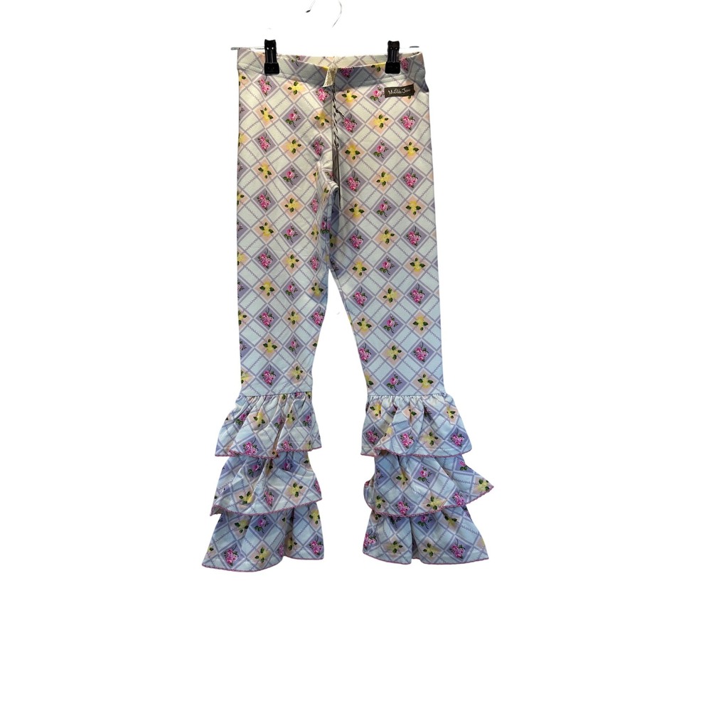 Matilda Jane Girls Ruffled Floral Lattice Leggings Pants Size X‎